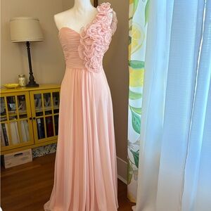 Elegant One-Shoulder Pink Dress